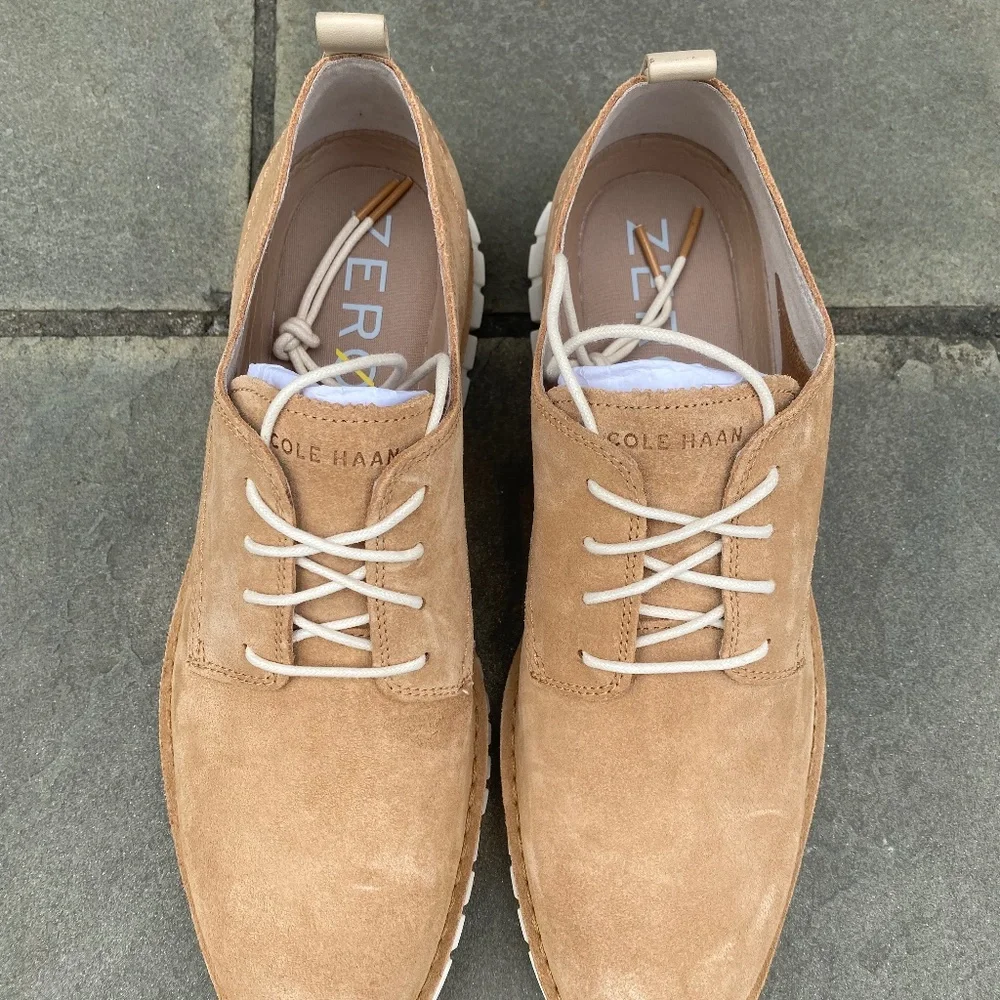 Cole Haan Zerogrand Stitchout Oxford shoes beige ivory suede 11M